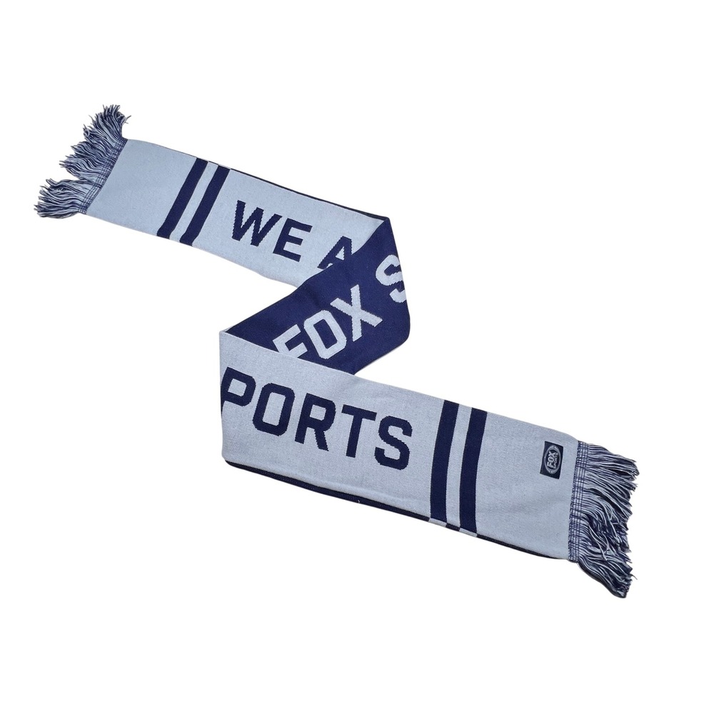 Fox Sports Scarf We Are Fox Sports Knit Tassel Blue Gray Fan Gear Warm Winter